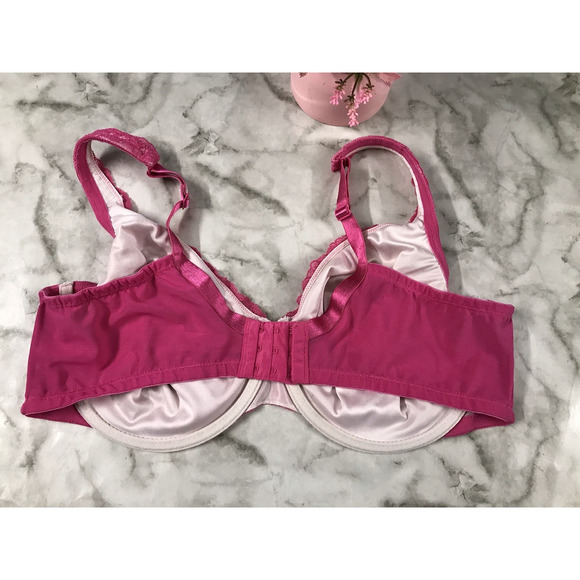 NWOT Cacique Unlined Bra Women's Size 42DD Hot PINK Lace Underwire Back Closure - Picture 2 of 11